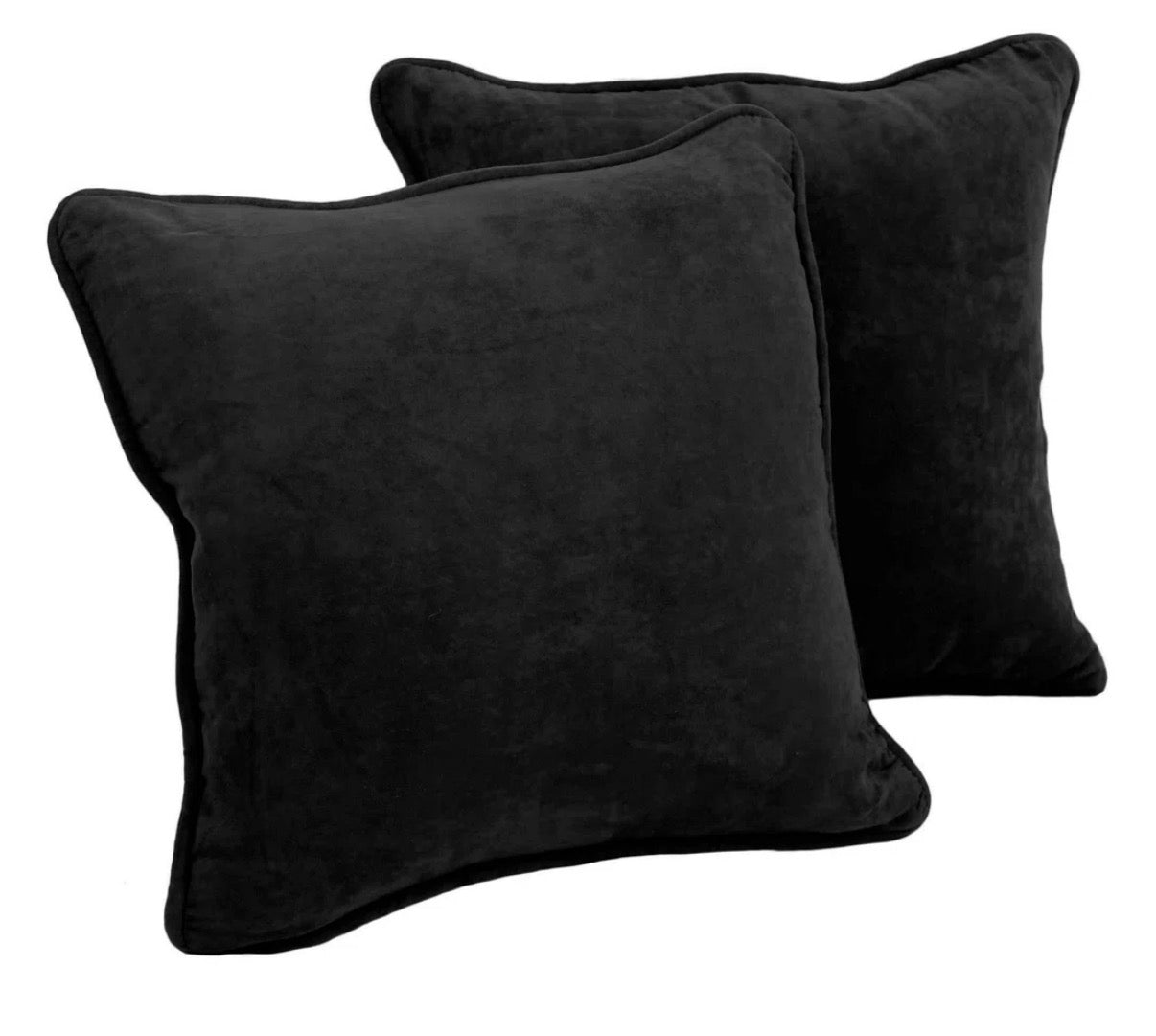 Pillow Set of 2 - Black Microsuede Throw Pillow