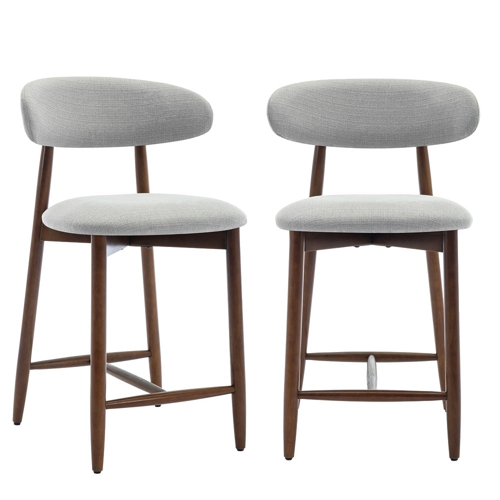 Barstool Set of 2 - 25” Counter Height RENEWLINE with Backrest, Solid Wood Legs