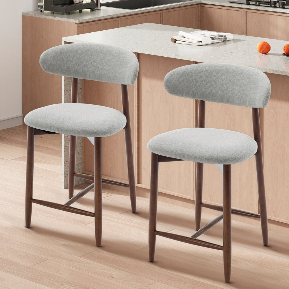 Barstool Set of 2 - 25” Counter Height RENEWLINE with Backrest, Solid Wood Legs