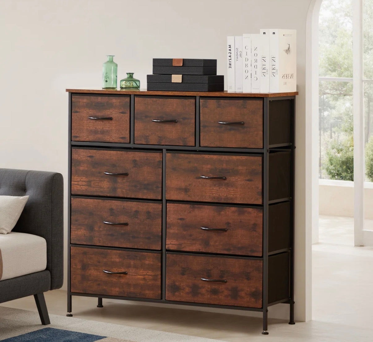 Fabric Dresser - Gymax 9-Drawer Fabric Dresser for Bedroom Tall Storage Organizer Chest