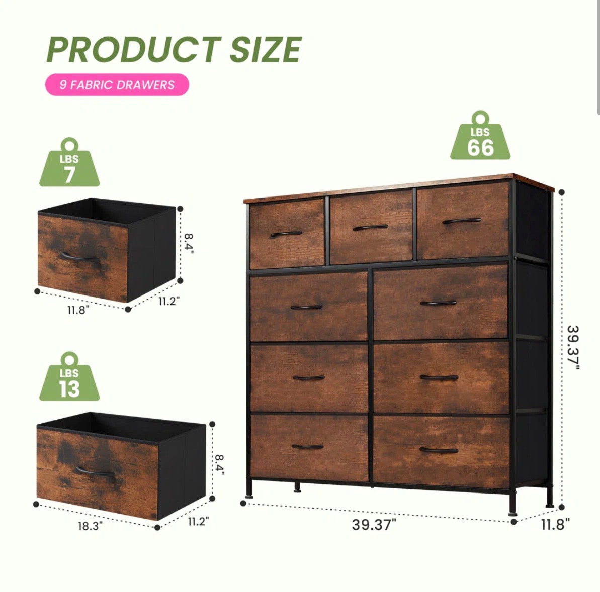 Fabric Dresser - Gymax 9-Drawer Fabric Dresser for Bedroom Tall Storage Organizer Chest