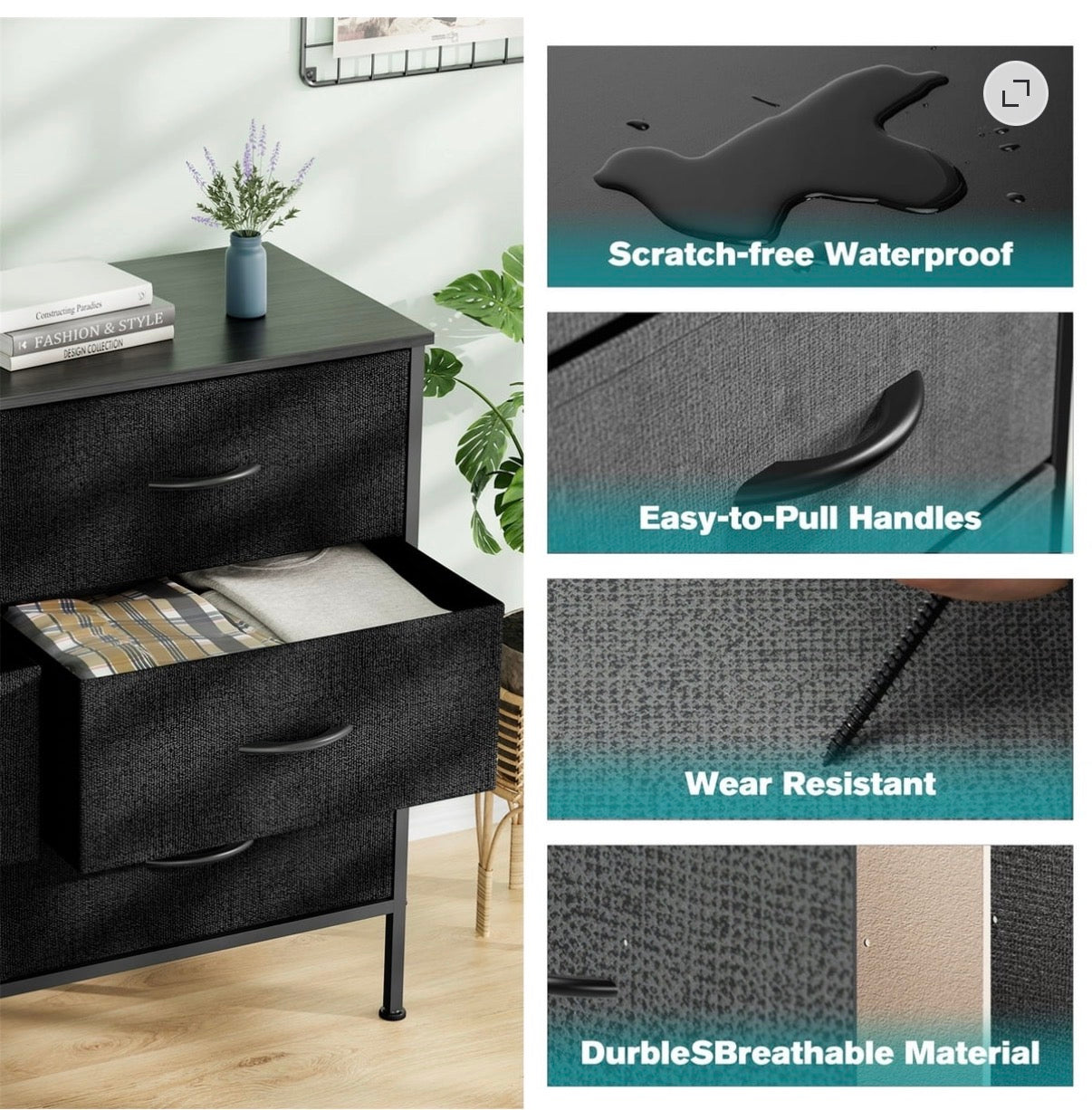 Fabric Dresser - SONGMICS 6-drawer fabric storage dresser