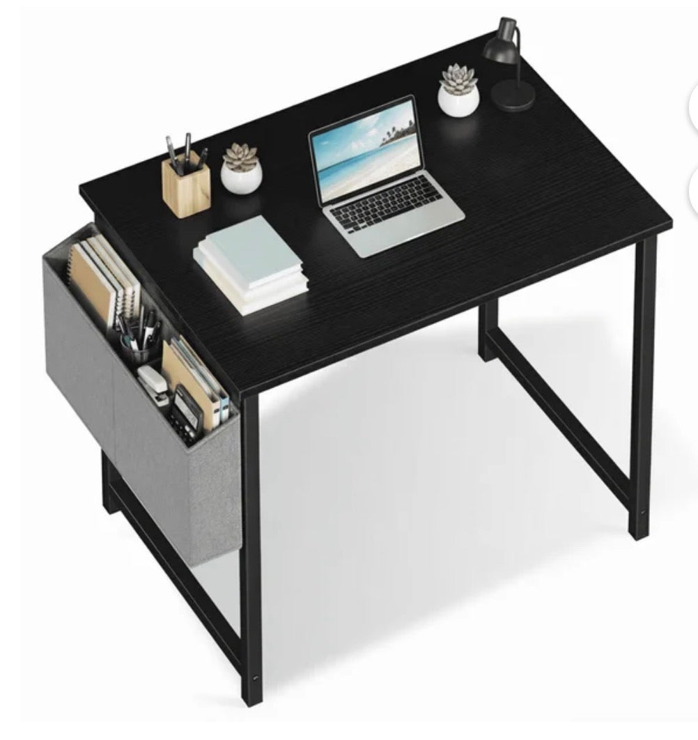 Desk - CONCETTA 31 Inch Computer Writing Desk with Storage Bag, Steel Frame for Home Office Study, Black