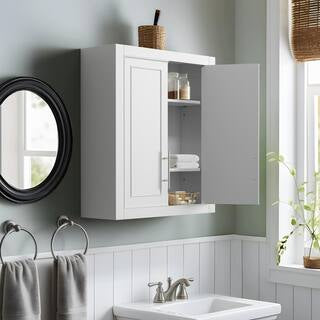 Cabinet - 22 in. W x 8 in. D x 26 in. H Surface-Mount Bathroom Storage Wall Cabinet in White