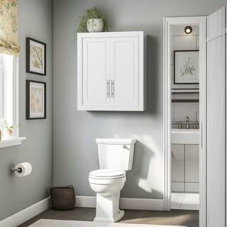 Cabinet - 22 in. W x 8 in. D x 26 in. H Surface-Mount Bathroom Storage Wall Cabinet in White