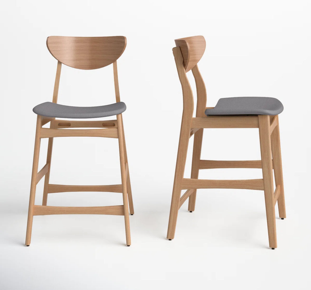 Barstool Set of 2 - 24" Fitz Wood and Upholstered - WF10.16.25