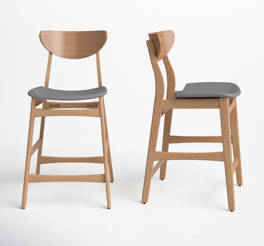 Barstool Set of 2 - 24" Fitz Wood and Upholstered - WF10.16.25