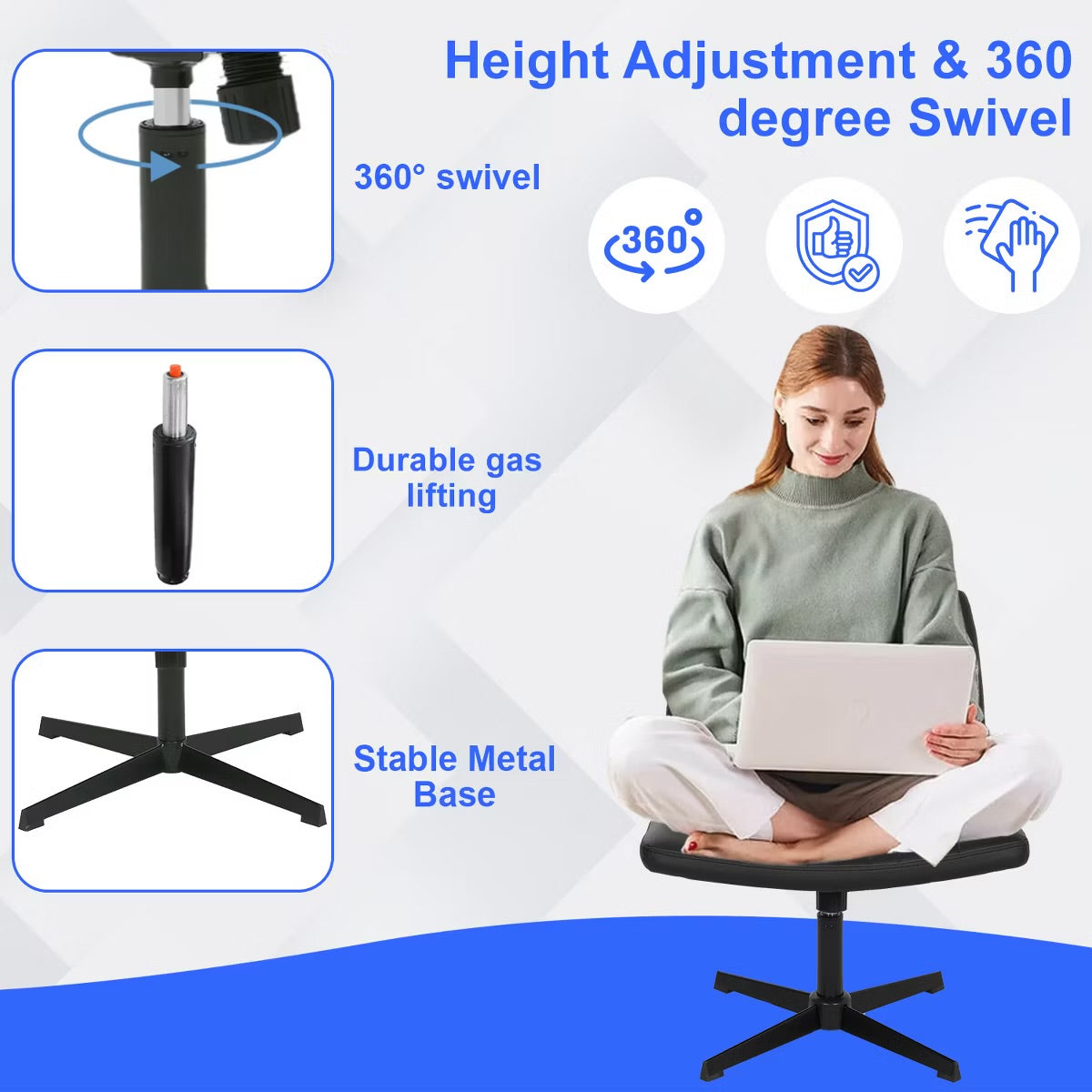 Office Chair - Criss Cross Chiar Armless Adjustable Swivel Padded Home Office Desk Chair Wide Seat Computer Task for Home Office, Black