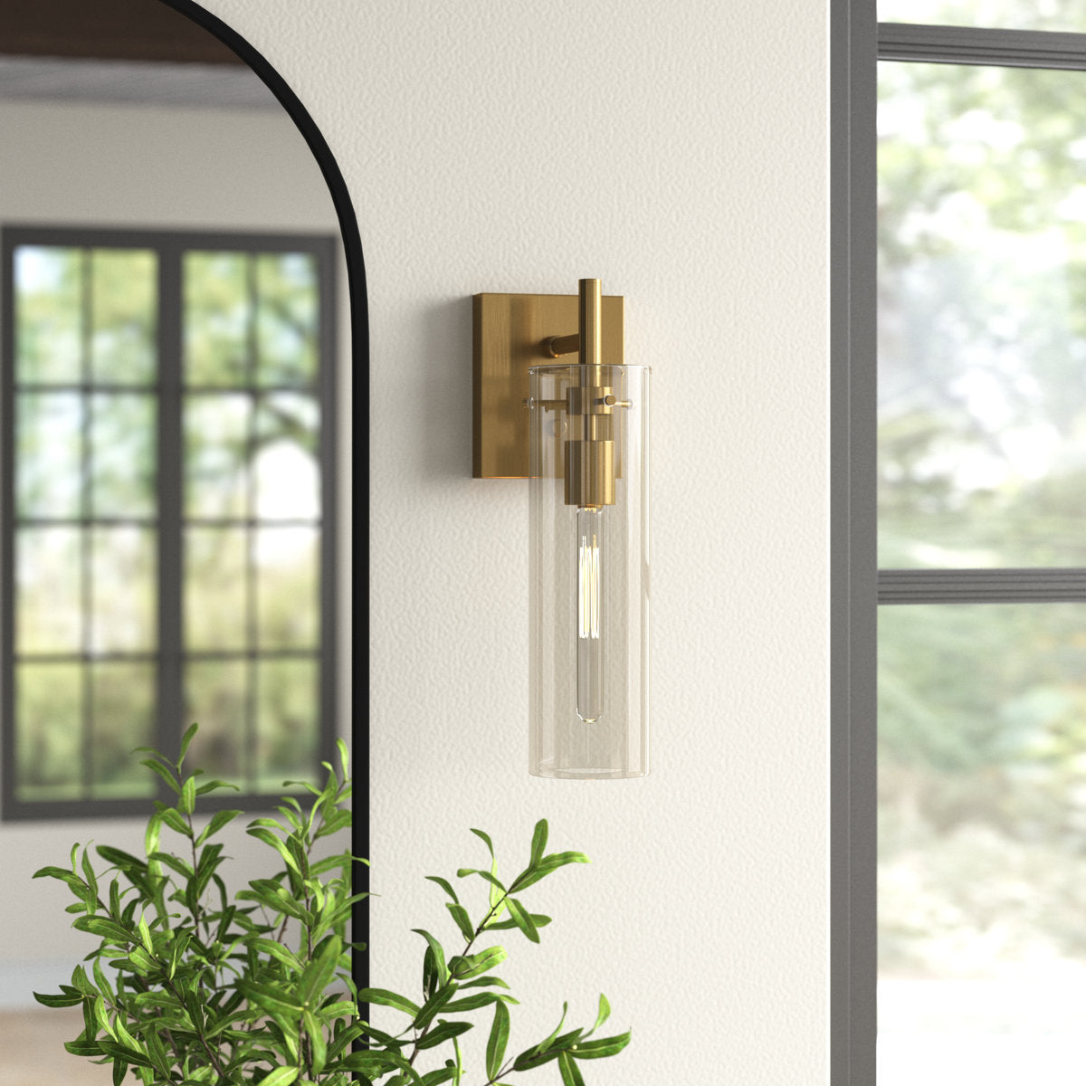 Sconce - Gilbert Single Light Glass Stainless Steel Dimmable Armed Sconce - WF11.7.25