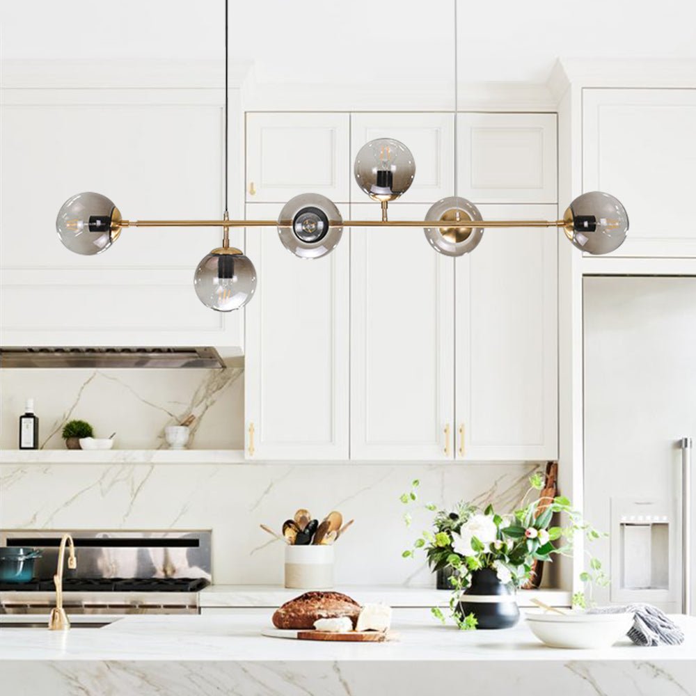 Chandelier- Pendantlightie Mid-century 6-Light Globe Linear – WF11.7.25