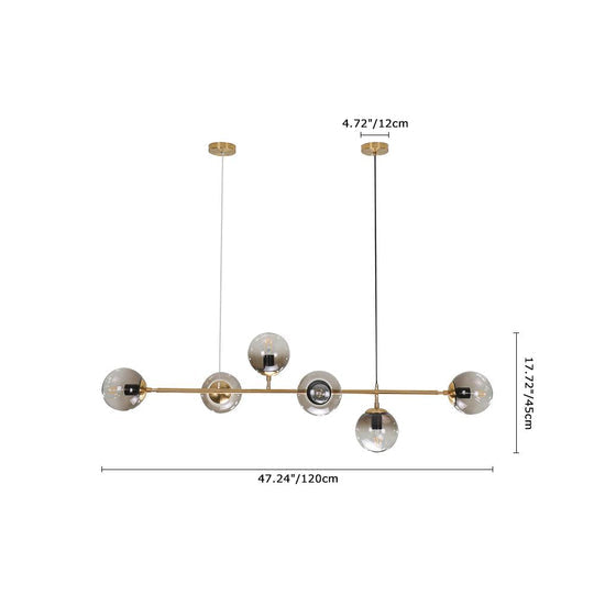 Chandelier- Pendantlightie Mid-century 6-Light Globe Linear – WF11.7.25