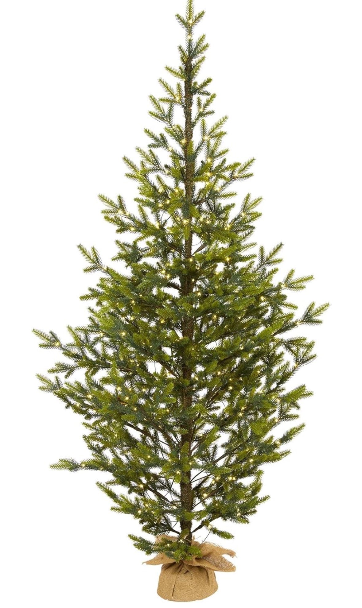 Christmas - Nearly Natural 6ft. Fraser Fir Natural Look Artificial Christmas Tree with 250 Clear LED Lights, a Burlap Base and 1243 Bendable Branches - Hebron3