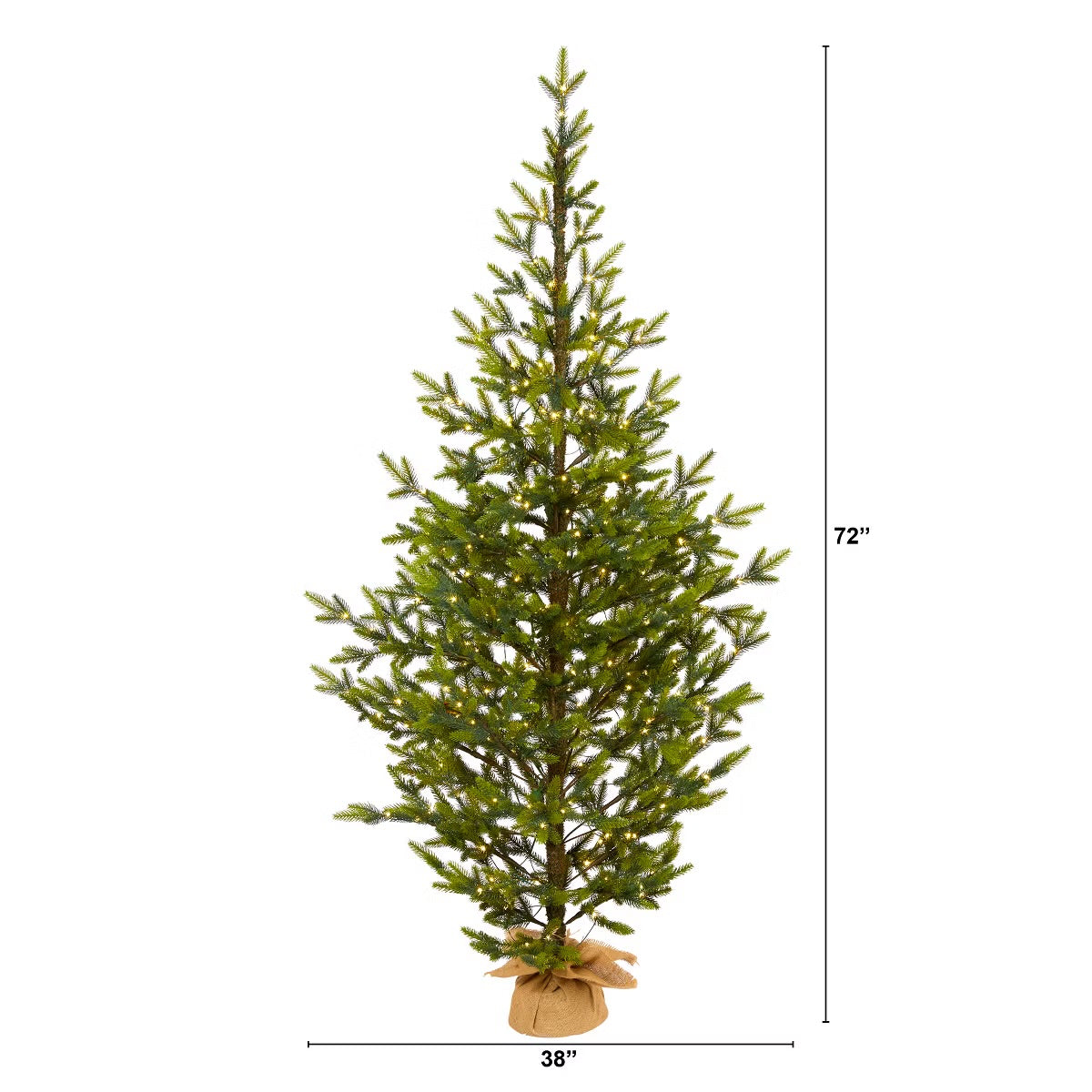 Christmas - Nearly Natural 6ft. Fraser Fir Natural Look Artificial Christmas Tree with 250 Clear LED Lights, a Burlap Base and 1243 Bendable Branches - Hebron3