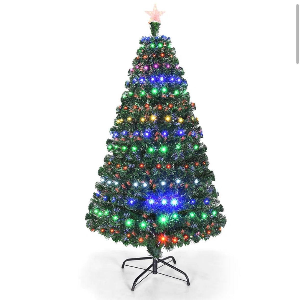 Christmas Tree - 5.5 ft Artificial PVC Christmas Tree with LED Lights and Metal Stand - BSW