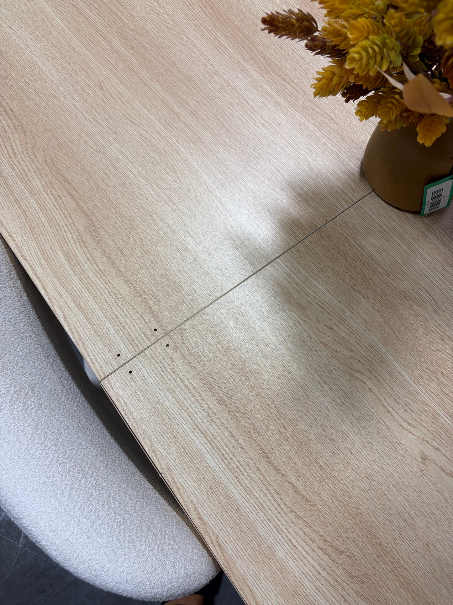 Dining Table - 63” x 30.75” Natural Wood Look with Fluted Legs (some flaws, see all photos)