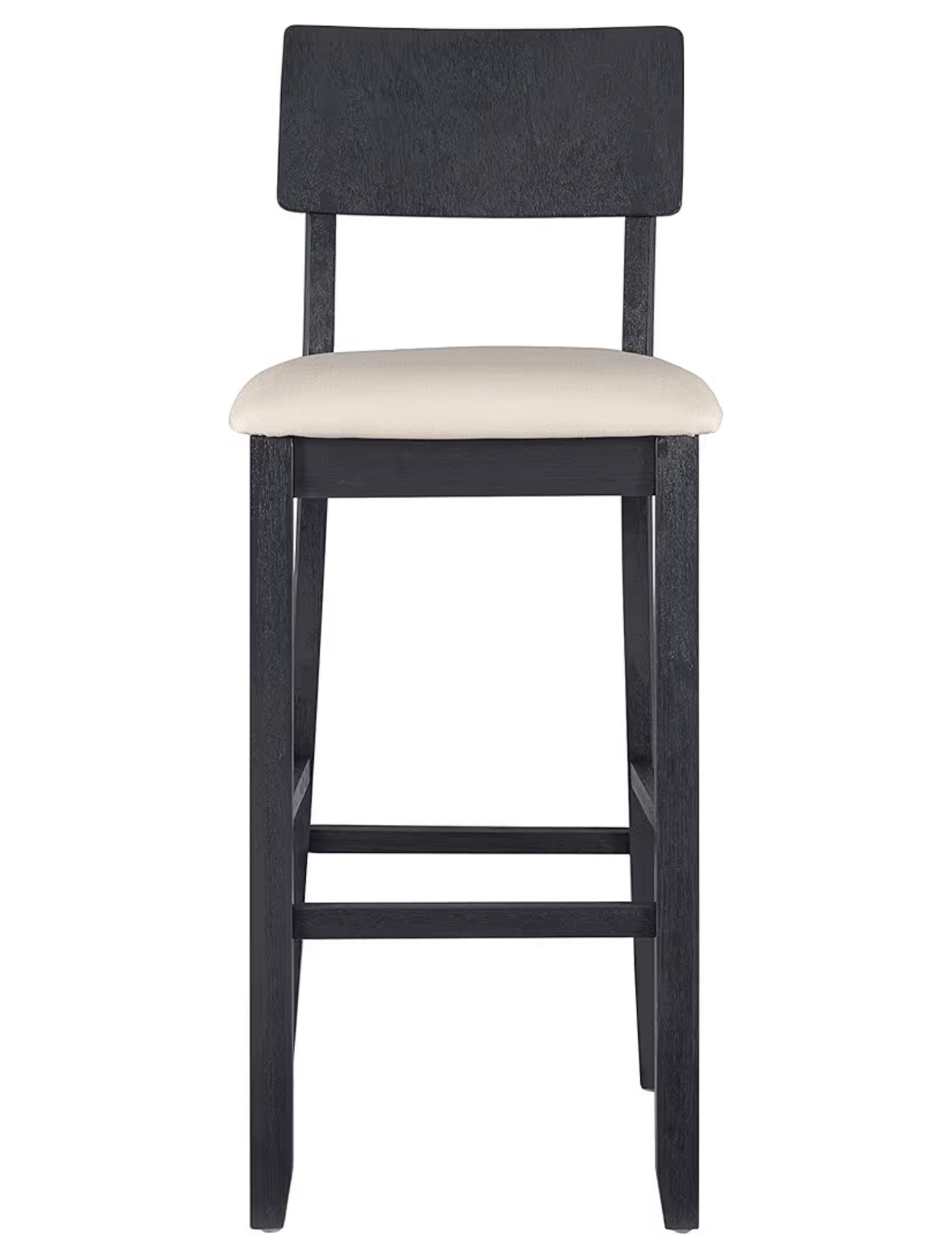 Barstool Set of 2 - 31.5” Linon Carter Dark Charcoal Wood Barstool with Beige Linen Upholstered Seat -WF11.7.25