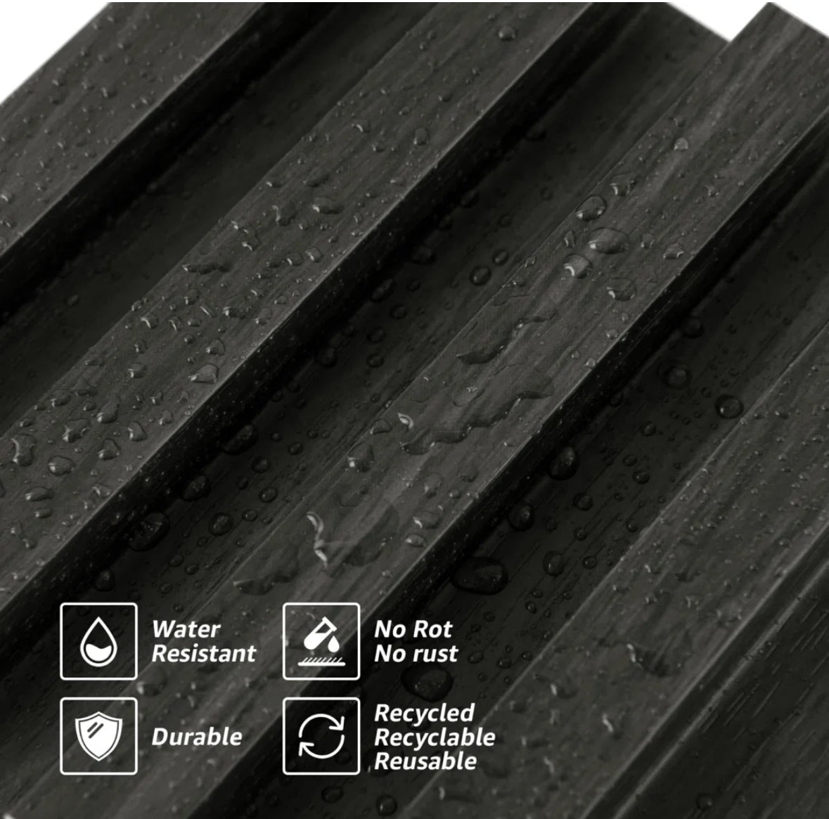 Paneling - 4 PCS 103.94''x5.7'' Black Slat Solid Wood Wall Paneling for Interior and Ceiling Decoration(16.45 sq.ft./Case) - WF11.7.25