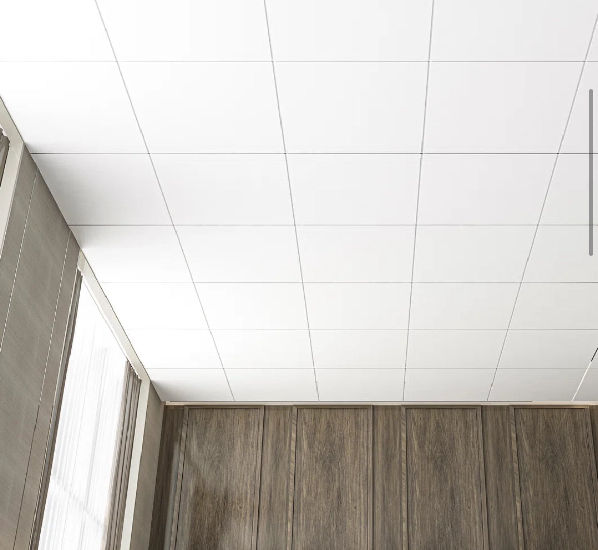 Ceiling Tile - Smooth White 12Pcs 2 ft. x 2 ft. PVC Drop Ceiling Tile,Smooth Square Wall Paneling (48 Sq.ft.) - WF11.7.25