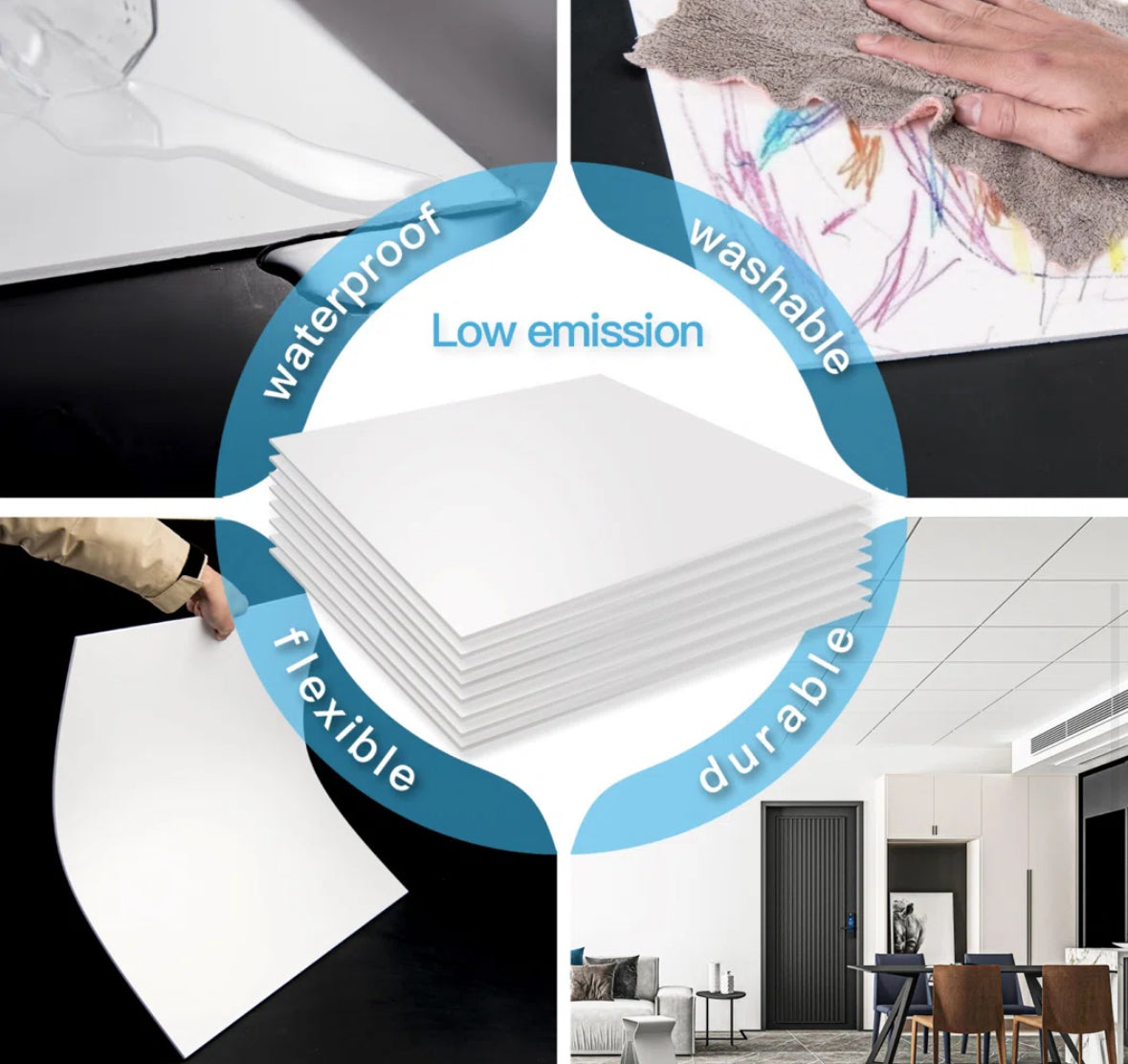 Ceiling Tile - Smooth White 12Pcs 2 ft. x 2 ft. PVC Drop Ceiling Tile,Smooth Square Wall Paneling (48 Sq.ft.) - WF11.7.25