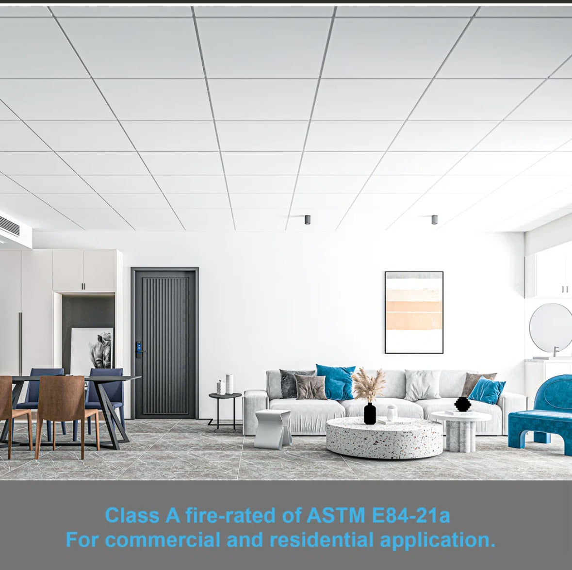 Ceiling Tile - Smooth White 12Pcs 2 ft. x 2 ft. PVC Drop Ceiling Tile,Smooth Square Wall Paneling (48 Sq.ft.) - WF11.7.25