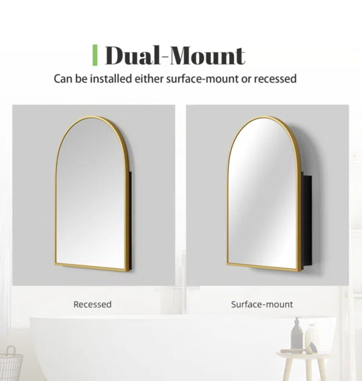 Mirror - Bathroom Elmira 24''W 36'' H Recessed & Surface Medicine Cabinet Mirror - WF11.7.25