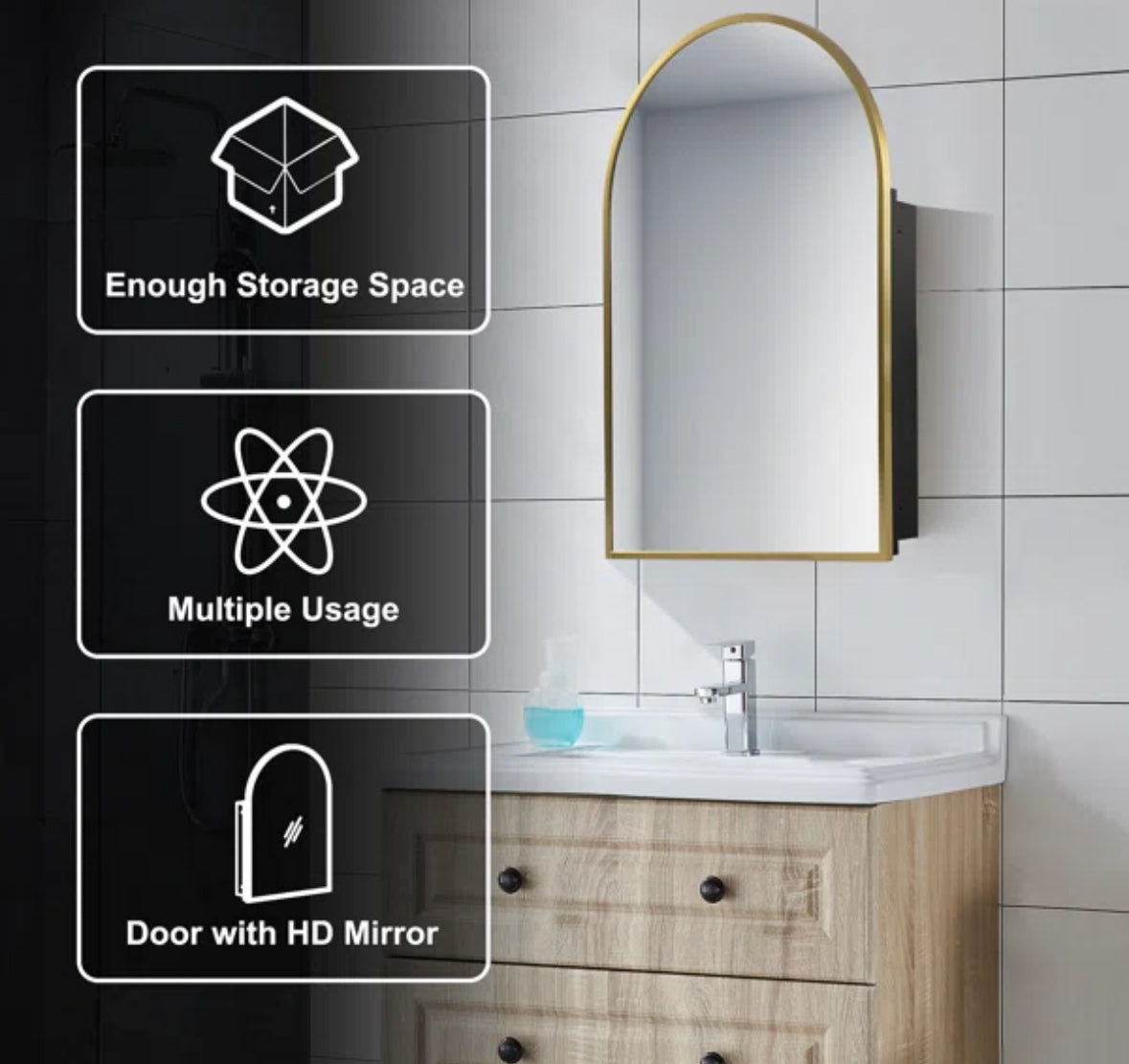 Mirror - Bathroom Elmira 24''W 36'' H Recessed & Surface Medicine Cabinet Mirror - WF11.7.25