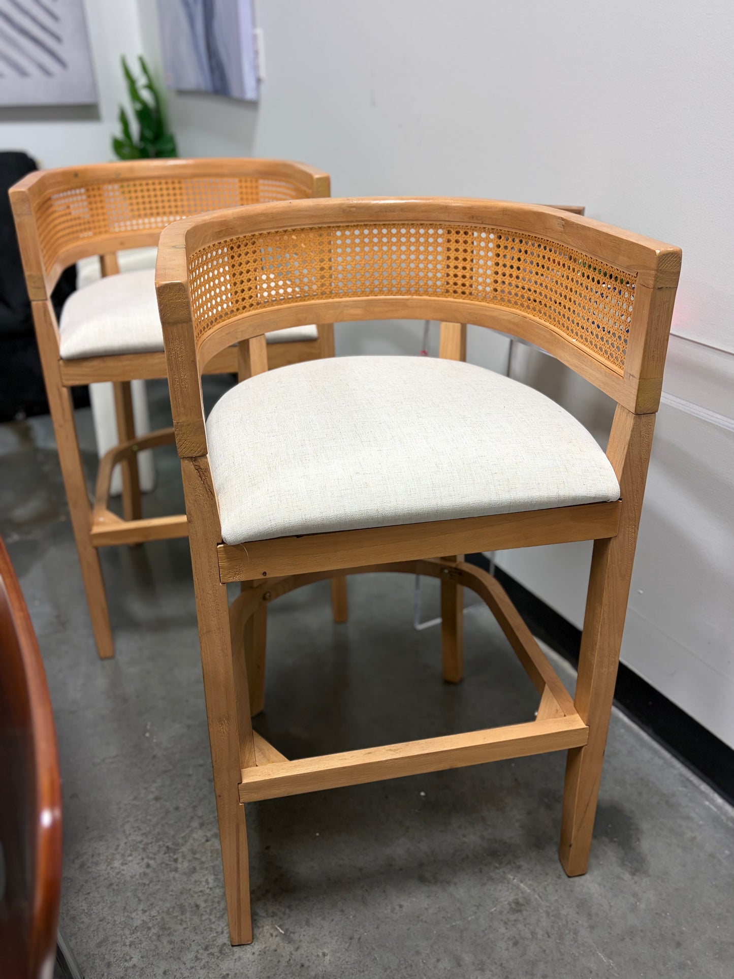 Barstool Set of 2 - 31” Oech Rubberwood Ipholstered Barstools