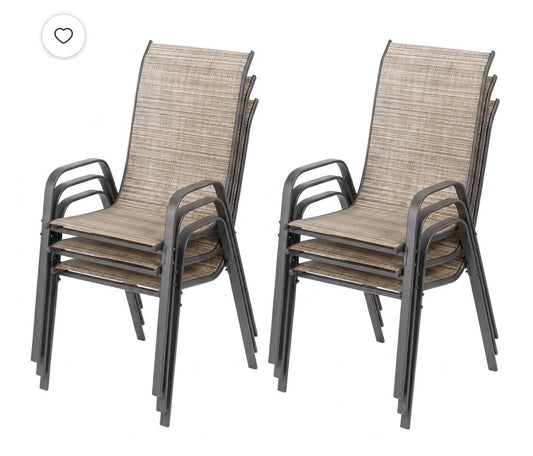 Outdoor Dining Chairs Set of 6 - Stackable Patio Chairs