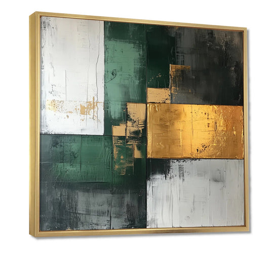 Wall Art - Geometric Gold Green And Grey Pure Form II - WF Art
