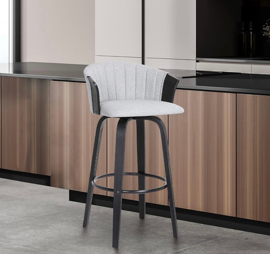 Barstool Single - 25” Armen Grey Midcentury Swivel Barstool - WF11.7.25