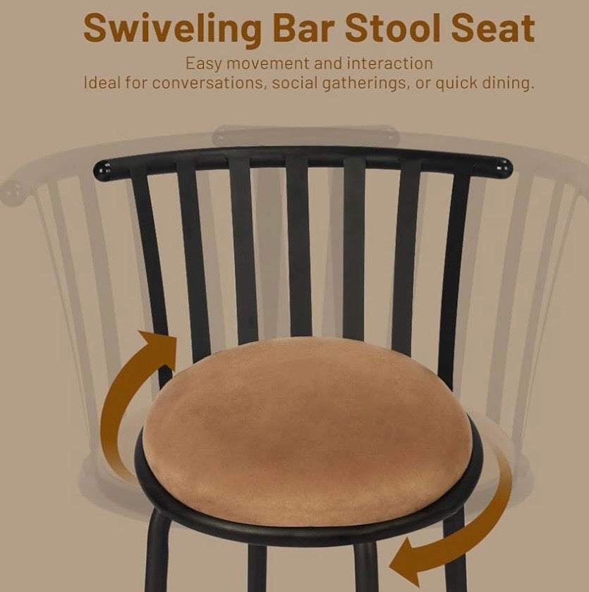 Barstool Set of 2 - 24” Country Style Bar Chairs with Back and Footrest Swivel - WM11.19.25