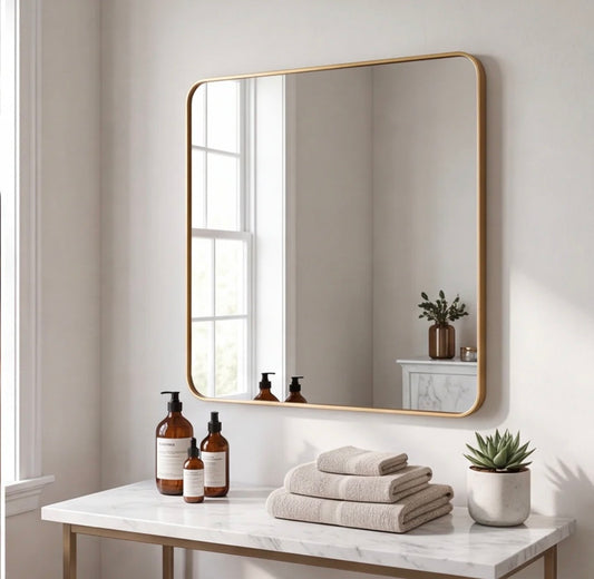 Mirror - 36” x 36” Gold Framed Wall Mirror