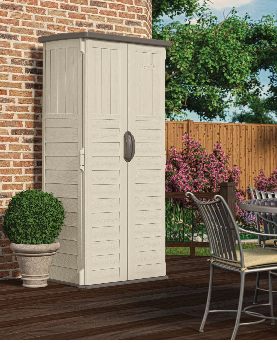 Outdoor - Shed Suncast 22 cu. ft. Weather-Resistant Resin Vertical Outdoor Storage Shed, Light Taupe - WM11.19.25