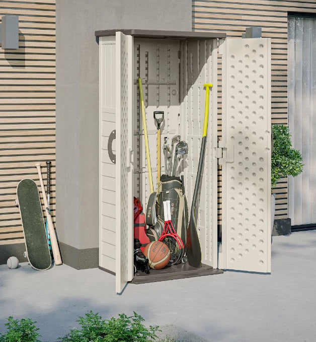 Outdoor - Shed Suncast 22 cu. ft. Weather-Resistant Resin Vertical Outdoor Storage Shed, Light Taupe - WM11.19.25