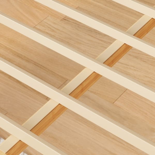 Bed - Full Size 12 Inch Natural Bamboo Wood Bed Frame with Metal Slats, Solid Wood Foundation