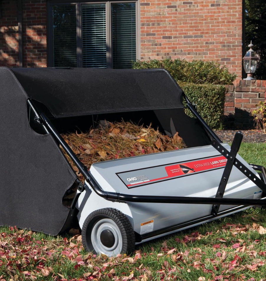 Outdoor - Ohio Steel Tow Behind Lawn Sweeper, 42 inch, 22 Cu. ft, Heavy-Duty Leaf and Grass Collector - WM11.19.25