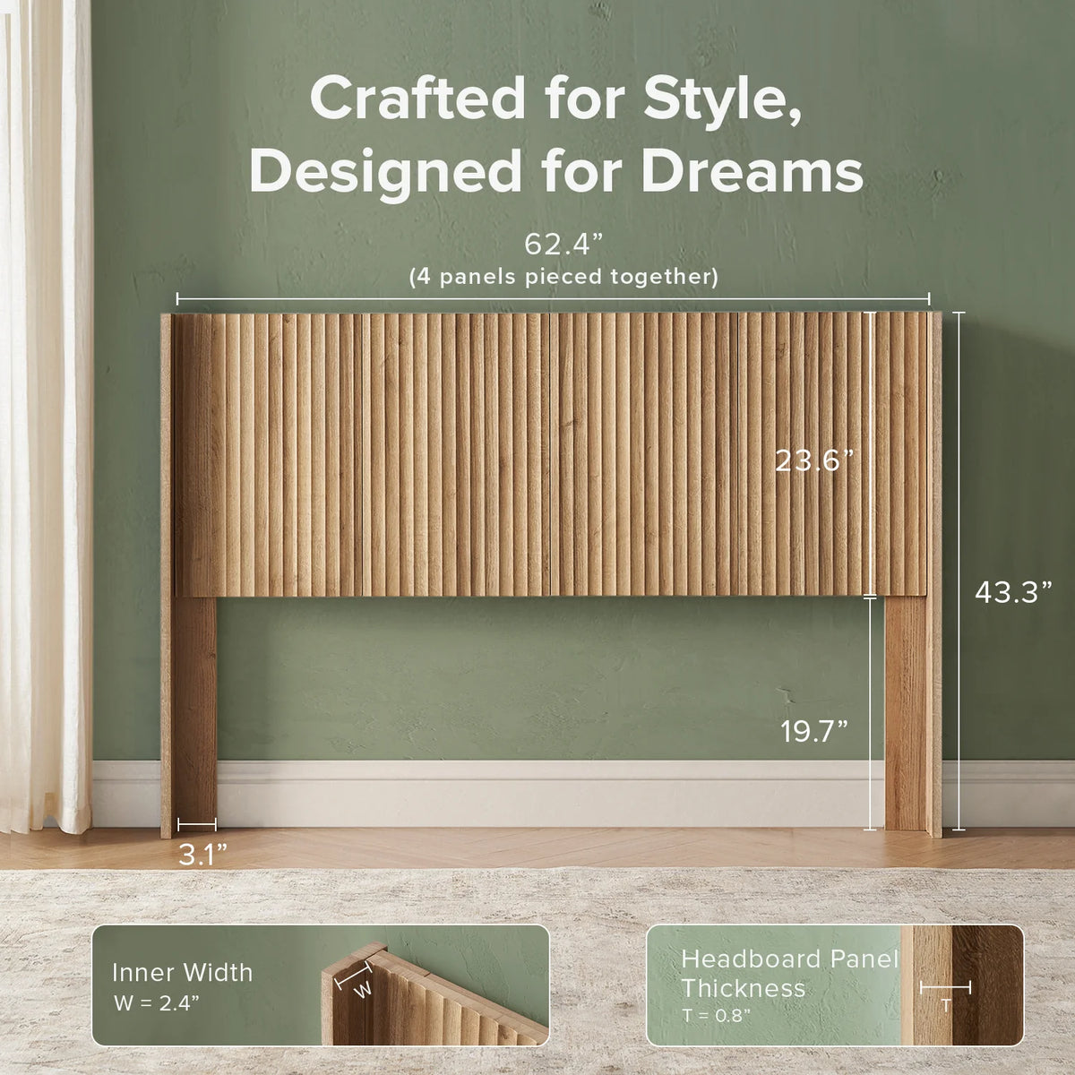 Bed - King Size (Headboard Only) Brooklyn Golden Oak