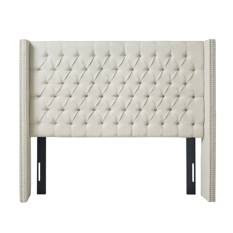Bed - Queen Size Headboard Tickhill Upholstered Wingback Button Tufted Headboard - WF11.7.25