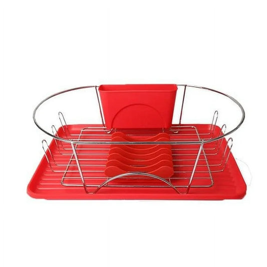 Kitchen - Megachef Mega Chef 17" Dish Rack Red/Silver - WM11.19.25