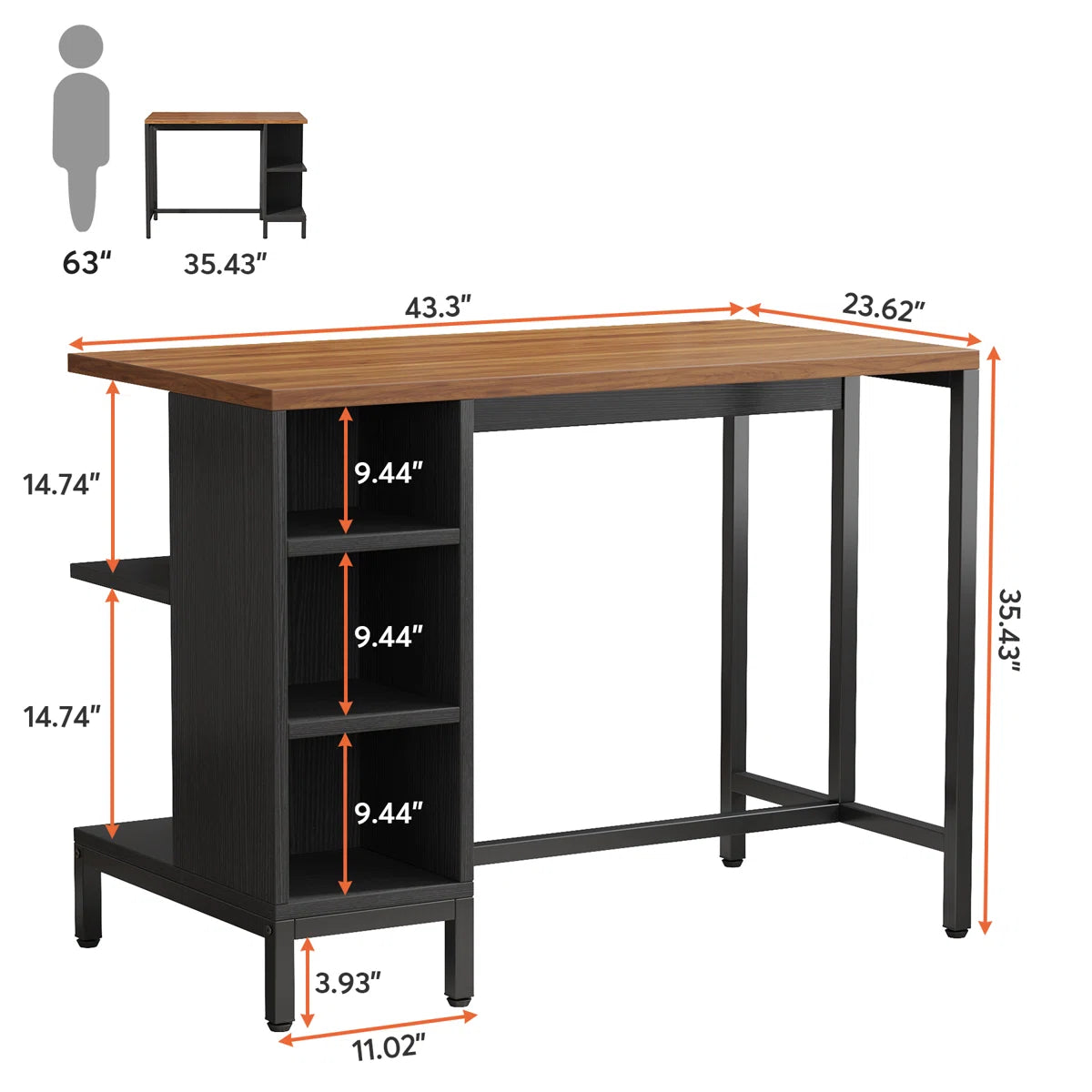 Kitchen Island - Kitchen Island with 5 Open Storage Shelves and Large Worktop For Kitchen Dining Room