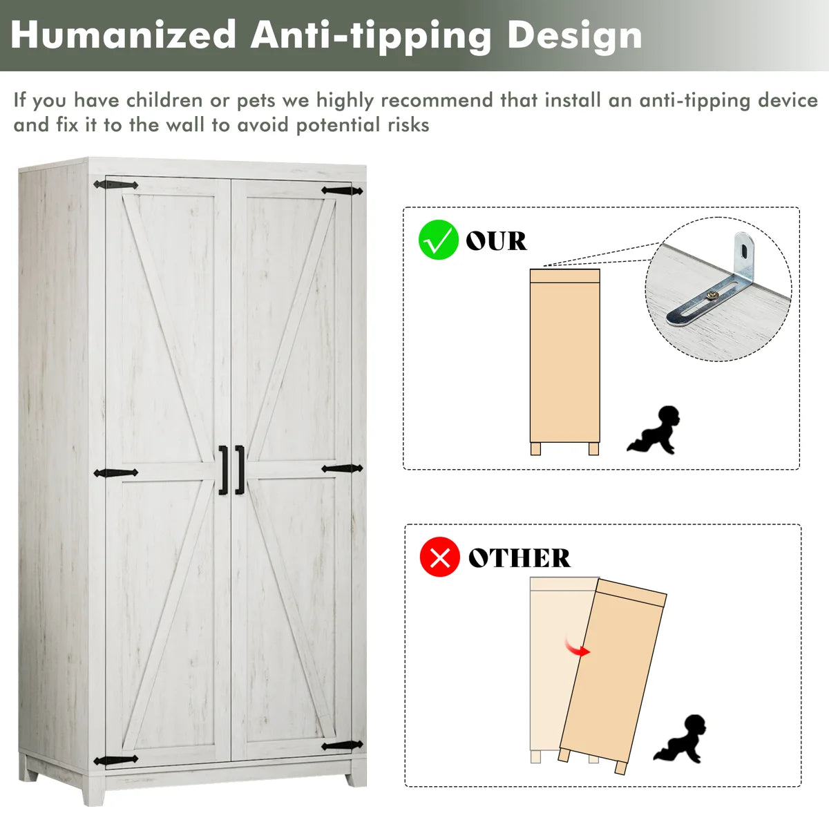 Armoire - Bishock 71" H Manufactured Wood Armoire with Hanging Rod