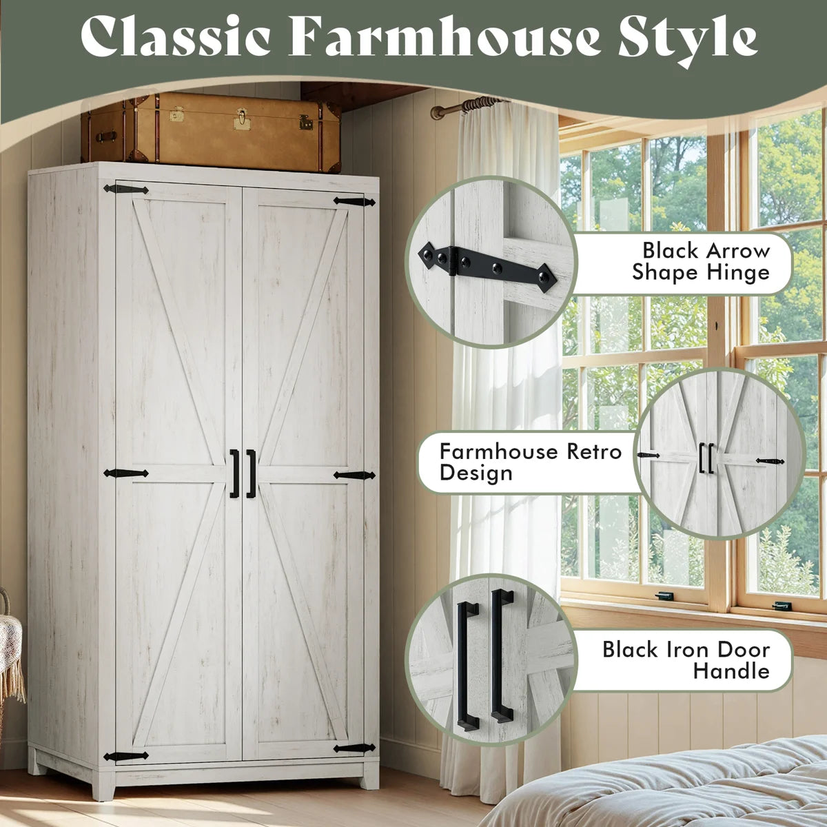 Armoire - Bishock 71" H Manufactured Wood Armoire with Hanging Rod