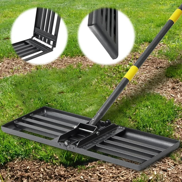 Outdoor - Large Lawn Leveling Rake, Level lawn Tool 27" x 10", 6ft Adjustable Long Handle Level Lawn Rake - WM11.19.25