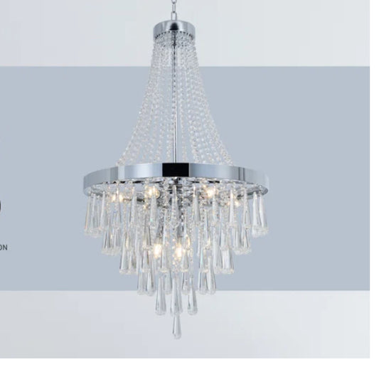 Chandelier - Albertico 9 Light Silver Wrought Iron - WF