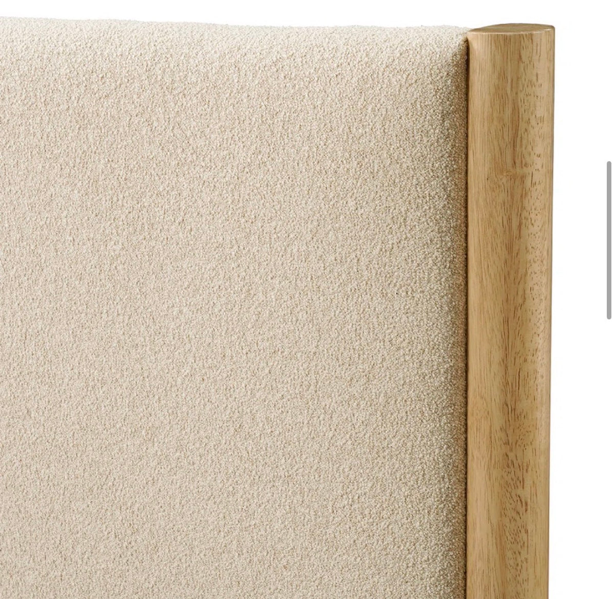 Bed - King Size Besan Solid Wood Boucle Upholstered Headboard Bed Frame