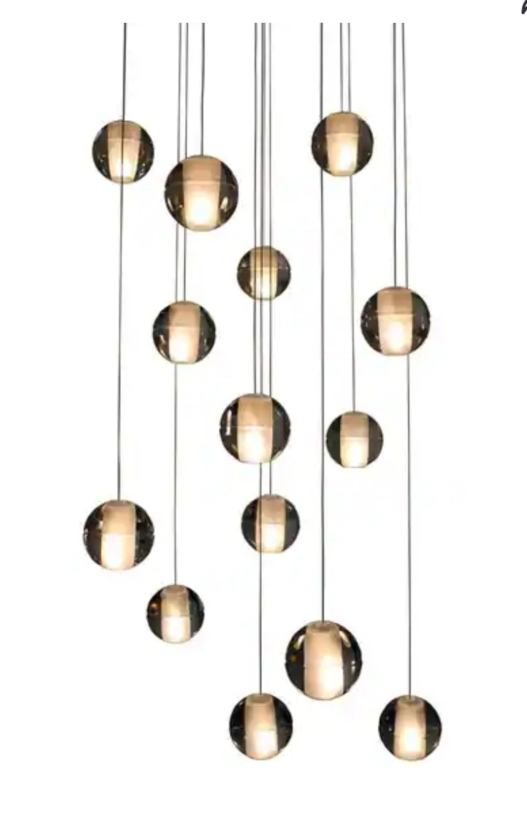 Chandelier - 14-Light Glass Globe Bubble Pendant Chandelier - Chrome - WF11.7.25