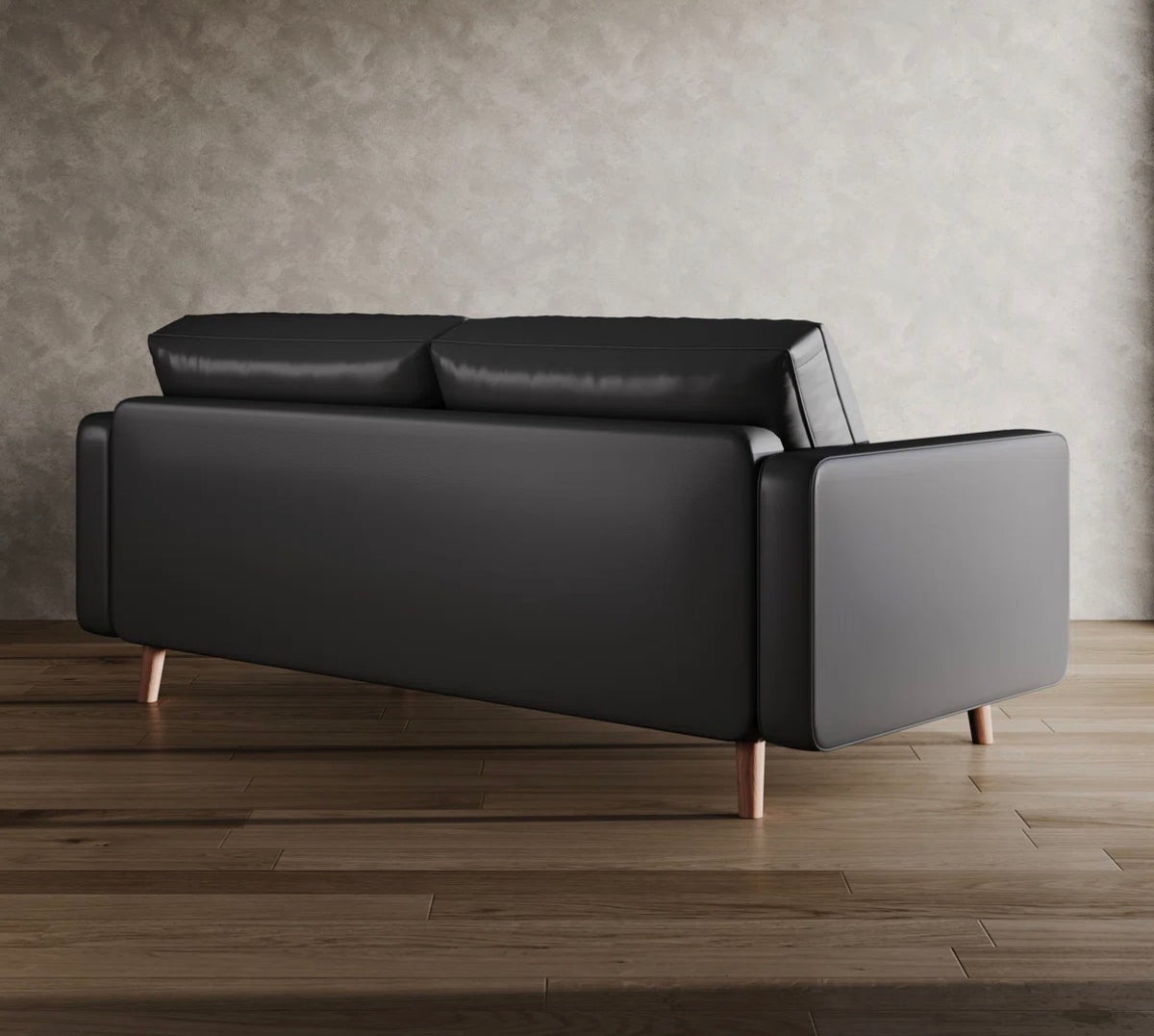 Sofa - Bridgeview Leather Mid Century Modern Upholstered Square Arm Sofa