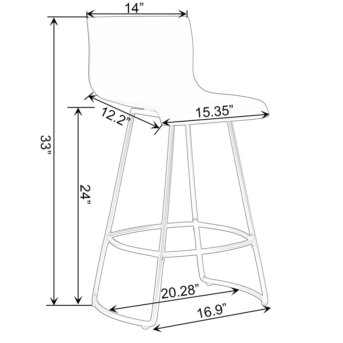 Barstool - Set of 4 Cleek Swivel Counter Stool with Metal Frame