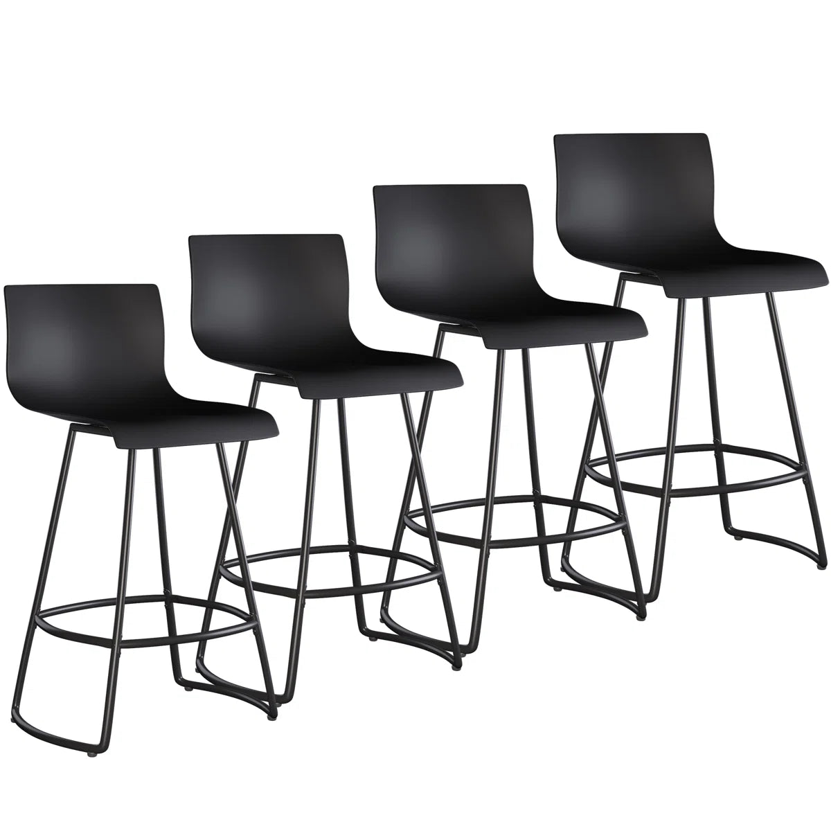 Barstool - Set of 4 Cleek Swivel Counter Stool with Metal Frame