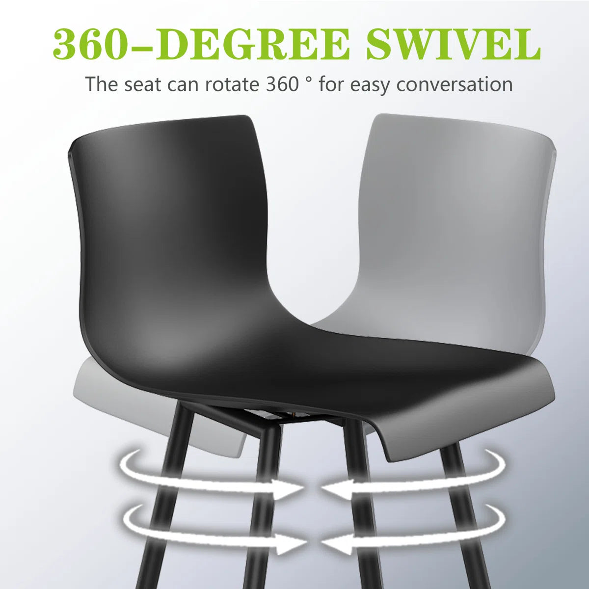Barstool - Set of 4 Cleek Swivel Counter Stool with Metal Frame